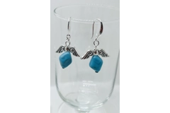 Turquoise Blue Necklace & Pendant + Bracelet + Earrings 3 piece set Handmade