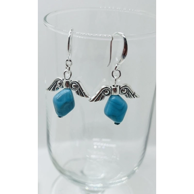 Turquoise Blue Necklace & Pendant + Bracelet + Earrings 3 piece set Handmade