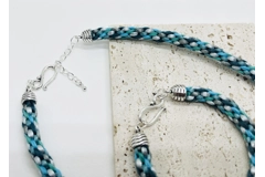 Turquoise Blue Necklace & Pendant + Bracelet + Earrings 3 piece set Handmade