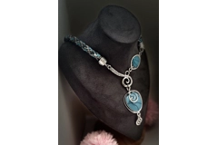 Turquoise Blue Necklace & Pendant + Bracelet + Earrings 3 piece set Handmade