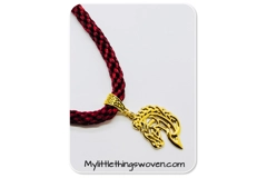 Horse Head Pendant Necklace And Bracelet, Red  2 piece set Gold Plated
