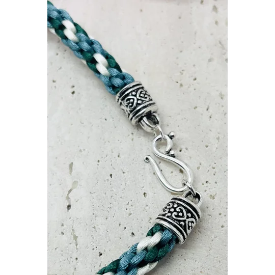 Teal Multicoloured Necklace & Starfish Pendant Handmade 20" Kumihimo Braid