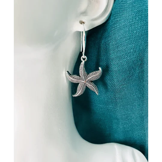 Starfish Pendant Necklace & Earrings Jewellery Set Real Silver 925 Handmade NEW