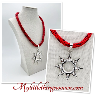 Large Flower Necklace & Pendant Red Multicoloured