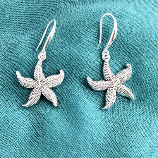 Starfish Pendant Necklace & Earrings Jewellery Set Real Silver 925 Handmade NEW