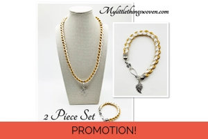 2 Piece Set Beige & Whi..