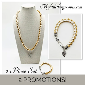 2 Piece Set Beige & Whi..