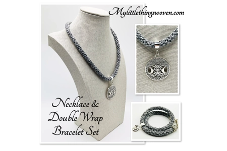 Grey Moon Pendant Necklace & Bracelet Magic Theme Braided ..