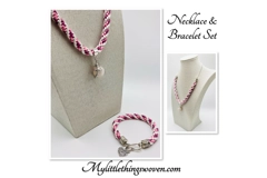 Dragon Necklace And Pendant And Matching Bracelet Pink 2 Piece Set