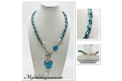 Turquoise Blue Necklace & Pendant + Bracelet + Earrings 3 piece set Handmade