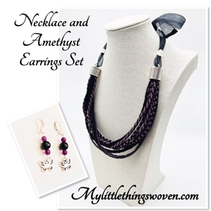 Black & Purple Multi-stranded Necklace & Real Amethyst But..