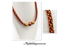 2 Piece Set Red Multicoloured Beaded Necklace & Bracelet Kumihimo Hand Braided