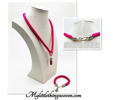 Pink Agate Pendant, Necklace And Bracelet 2 Piece Set