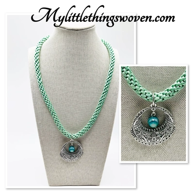 Green Agate Necklace and Earrings Jewellery Set