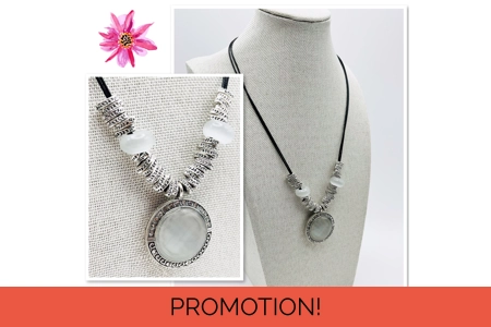 Diamanté Opal statement necklace & pendants on leather cor..