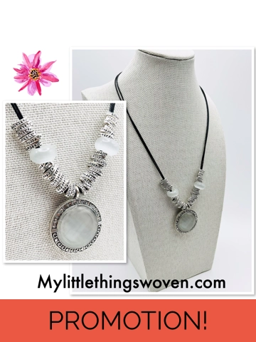 Diamanté Opal statement necklace & pendants on leather cord, Adjustable 18