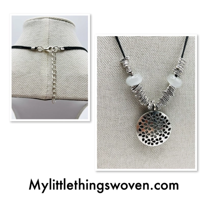 Diamanté Opal statement necklace & pendants on leather cord, Adjustable 18"