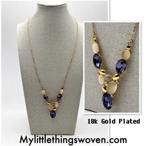 18k Yellow Gold Plated Asymmetrical Amethyst Necklace 24