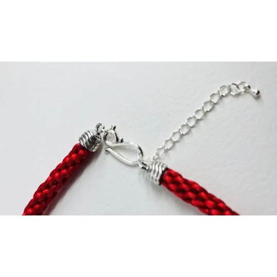 Ankh Red Egyptian Necklace & Pendant + Bracelet 2 piece set Antique Silver