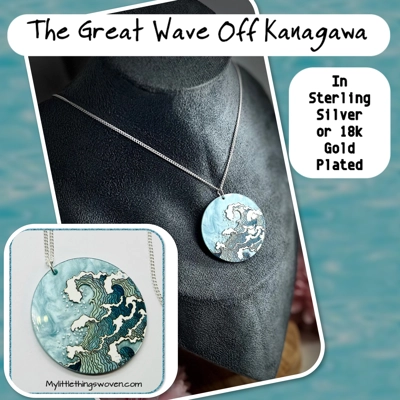 The Great Wave Off Kanagawa Necklace & Pendant in Sterling Silver or 18k Gold Plated The Great Wave Off Kanagawa Necklace & Pendant in Sterling Silver or 18k Gold Plated