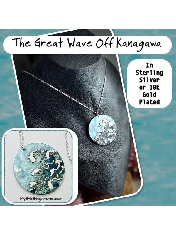 The Great Wave Off Kanagawa Necklace & Pendant in Sterling Silver or 18k Gold Plated
