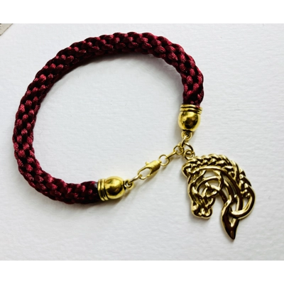 Horse Head Pendant Necklace And Bracelet, Red 2 piece set Gold Plated Horse Head Pendant Necklace And Bracelet, Red 2 piece set Gold Plated