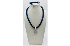 Blue Quaternary Celtic Cross Necklace & Pendant + Bracelet 2 piece set Handmade