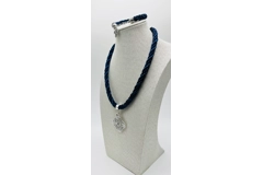 Blue Quaternary Celtic Cross Necklace & Pendant + Bracelet 2 piece set Handmade