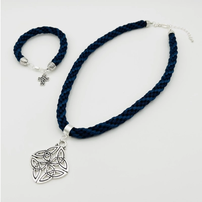 Blue Quaternary Celtic Cross Necklace & Pendant + Bracelet 2 piece set Handmade Blue Quaternary Celtic Cross Necklace & Pendant + Bracelet 2 piece set Handmade