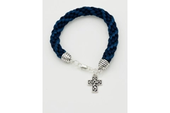 Blue Quaternary Celtic Cross Necklace & Pendant + Bracelet 2 piece set Handmade