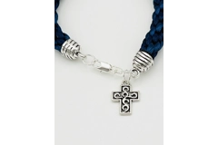 Blue Quaternary Celtic Cross Necklace & Pendant + Bracelet 2 piece set Handmade