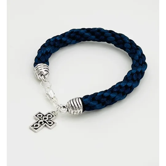 Blue Quaternary Celtic Cross Necklace & Pendant + Bracelet 2 piece set Handmade