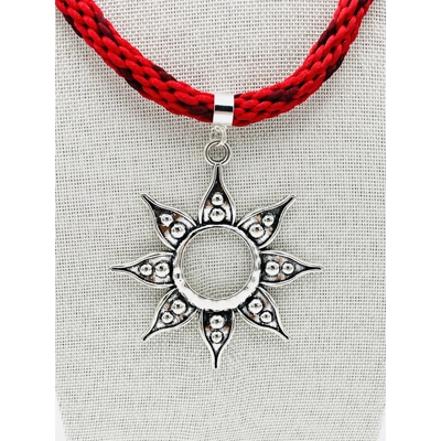 Large Flower Necklace & Pendant Red Multicoloured