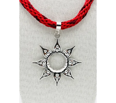 Large Flower Necklace & Pendant Red Multicoloured