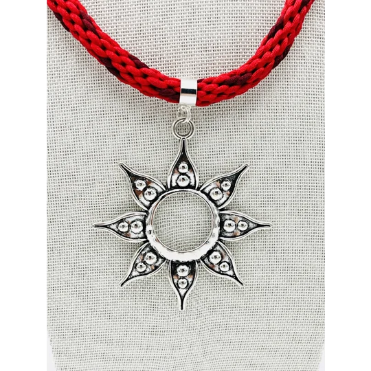Large Flower Necklace & Pendant Red Multicoloured
