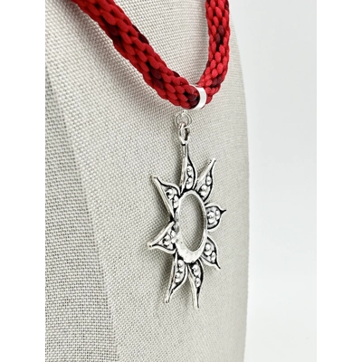 Large Flower Necklace & Pendant Red Multicoloured