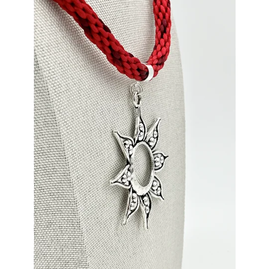 Large Flower Necklace & Pendant Red Multicoloured