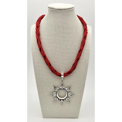 Large Flower Necklace & Pendant Red Multicoloured