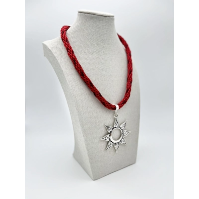 Large Flower Necklace & Pendant Red Multicoloured