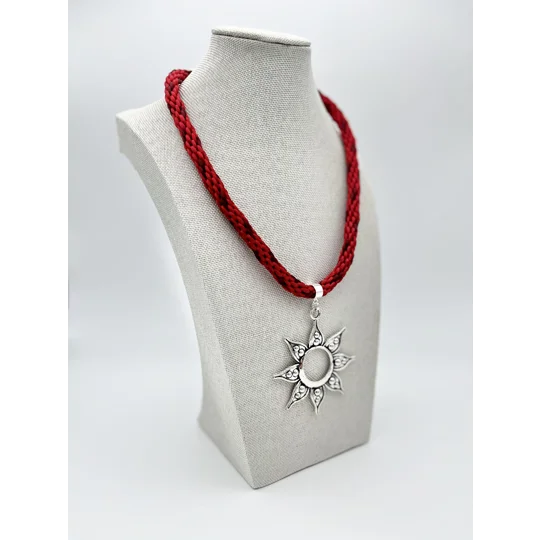 Large Flower Necklace & Pendant Red Multicoloured