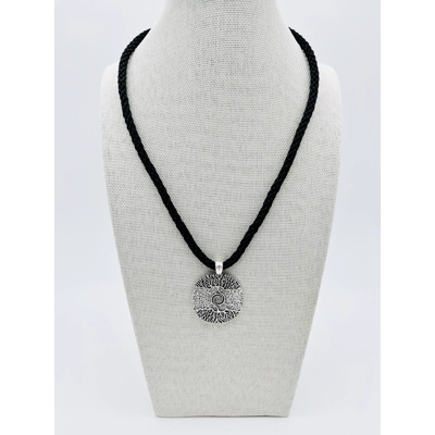 Tree of Life Necklace & Pendant Black Kumihimo Braided Cord Silver Adjustable 18" - 20" long