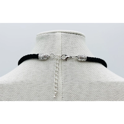 Tree of Life Necklace & Pendant Black Kumihimo Braided Cord Silver Adjustable 18" - 20" long