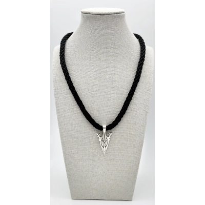 Arrowhead Pendant & Necklace, Black Kumihimo Braid, Handmade, Silver, Arrowhead Pendant & Necklace, Black Kumihimo Braid, Handmade, Silver,