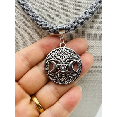 Grey Moon Pendant Necklace & Bracelet Magic Theme Braided kumihimo 2 Piece Set Grey Moon Pendant Necklace & Bracelet Magic Theme Braided kumihimo 2 Piece Set