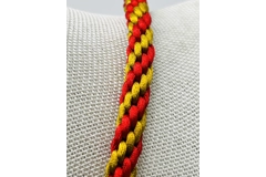 Owl Pendant Red And Gold Silk Braided Necklace & Bracelet 2 Piece Set Gold Plated