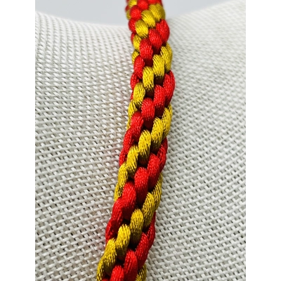 Owl Pendant Red And Gold Silk Braided Necklace & Bracelet 2 Piece Set Gold Plated