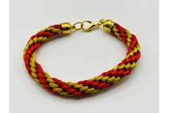 Owl Pendant Red And Gold Silk Braided Necklace & Bracelet 2 Piece Set Gold Plated