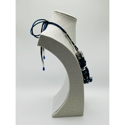 Blue Multi-strand Necklace And Silver Earrings Set Blue Multi-strand Necklace And Silver Earrings Set