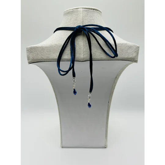 Blue Multi-strand Necklace And Silver Earrings Set