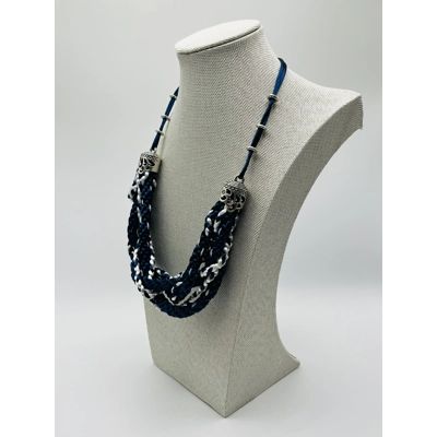 Blue Multi-strand Necklace And Silver Earrings Set Blue Multi-strand Necklace And Silver Earrings Set